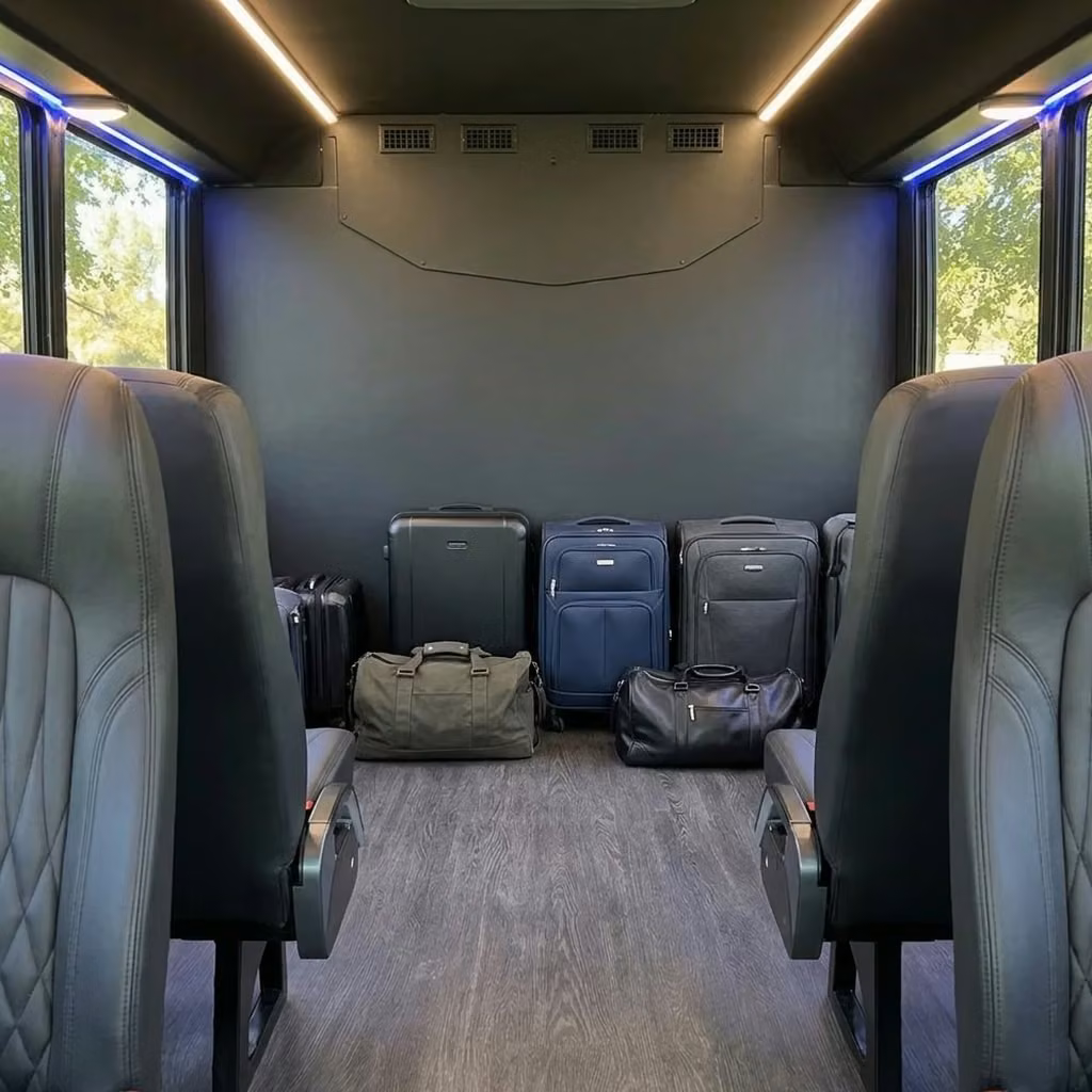 temple city 20 passenger minibus luggage area