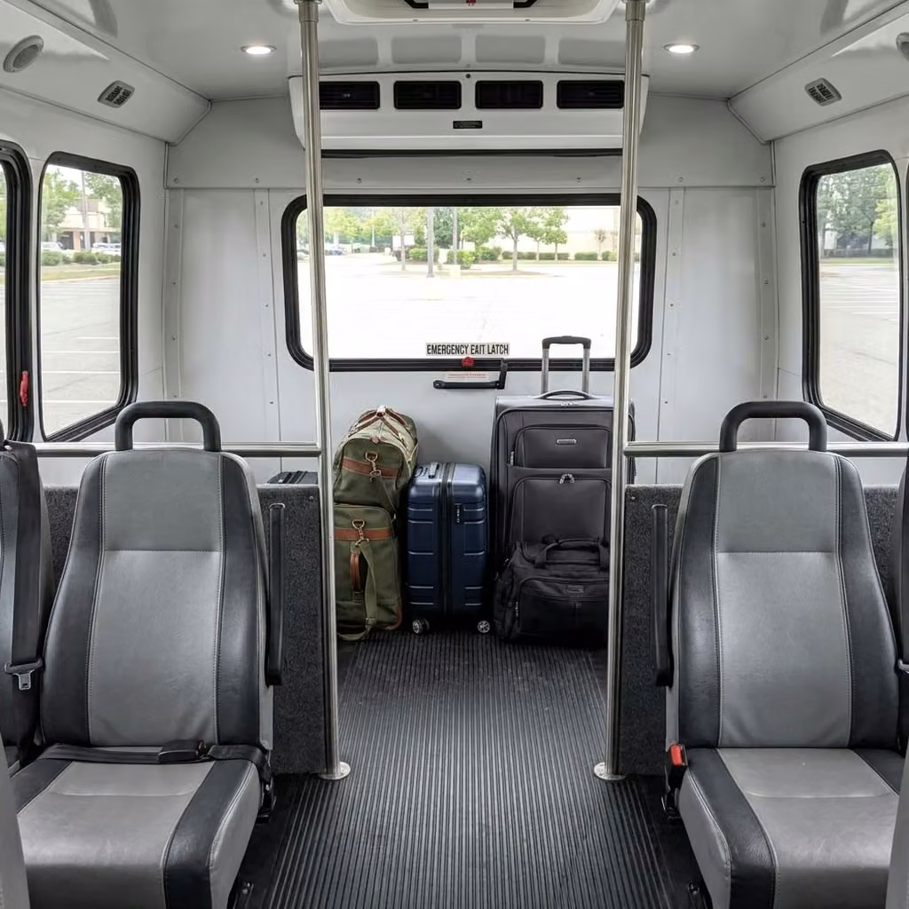 temple city 28 passenger minibus luggage area