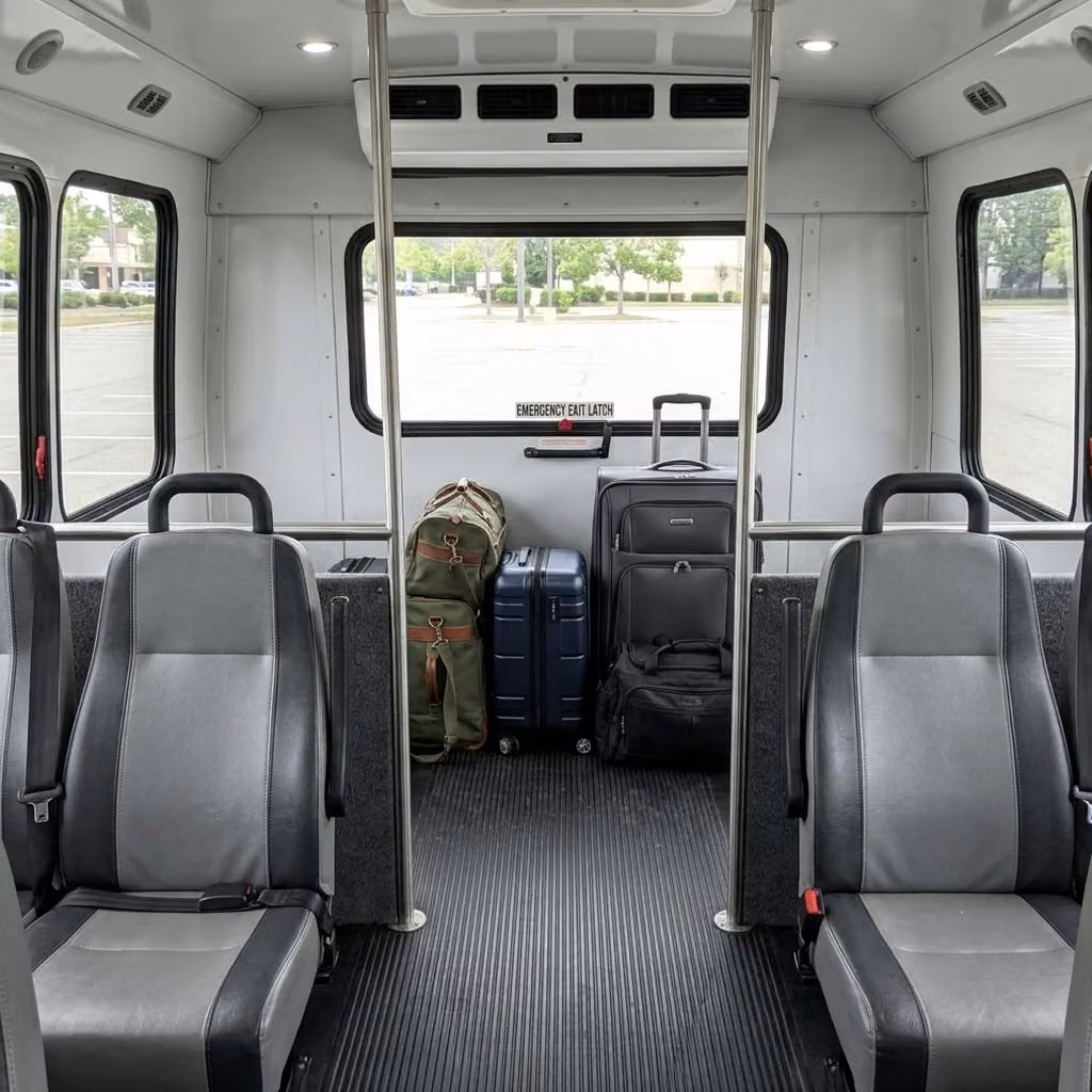 temple city 30 passenger minibus luggage area