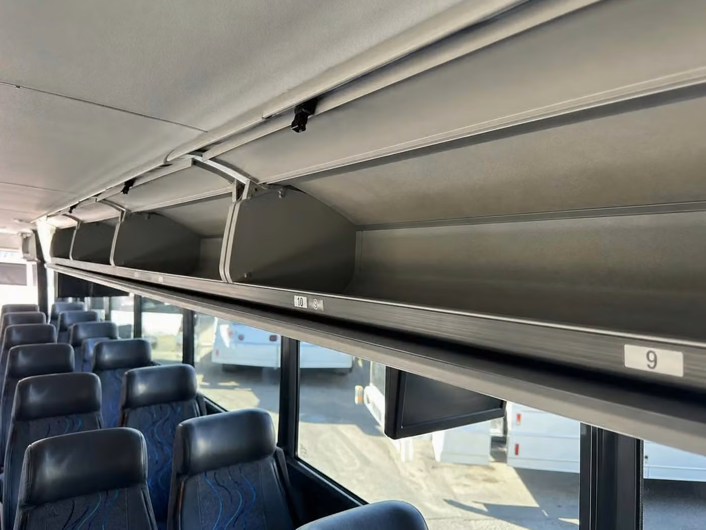 temple city 56 passenger charter bus overhead storage