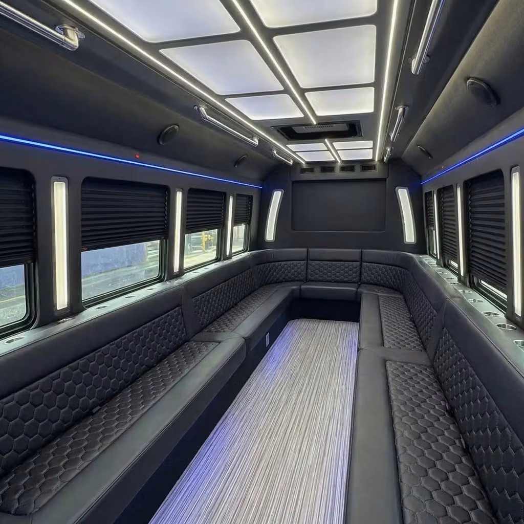 temple city party bus wraparound seating