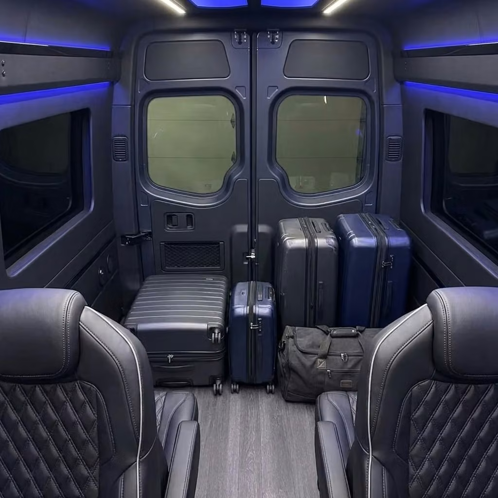 temple city sprinter van rental with driver luggage area
